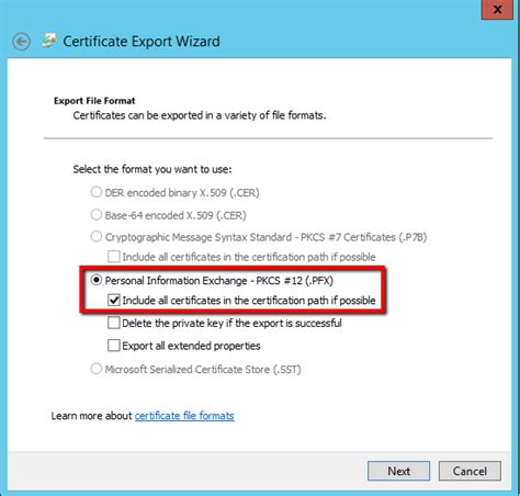 how do I export certificates and/or privat